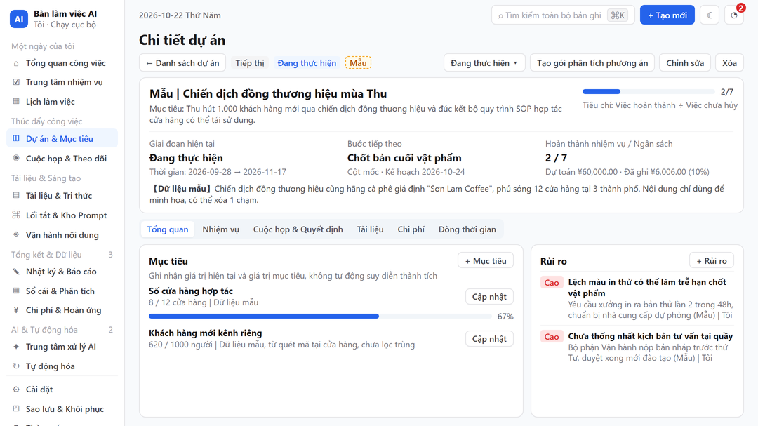 Trang thực tế của Chi tiết dự án (Project Details).