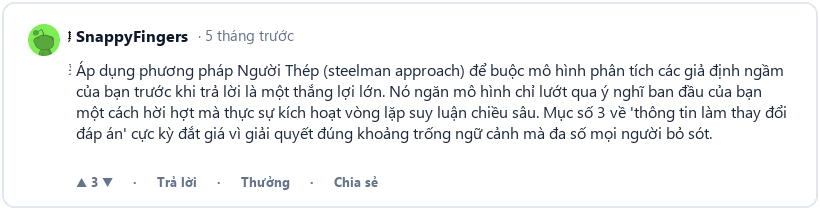Các bình luận phân tích cách Steelman giúp triệt tiêu tính xu nịnh của LLM (Bản Việt hóa)
